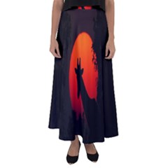 Giraffe Animal Africa Sunset Flared Maxi Skirt by Celenk