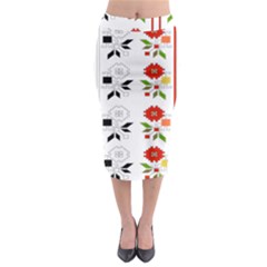 Bulgarian Folk Art Folk Art Midi Pencil Skirt by Celenk