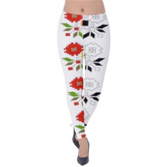 Bulgarian Folk Art Folk Art Velvet Leggings by Celenk