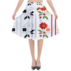 Bulgarian Folk Art Folk Art Flared Midi Skirt by Celenk