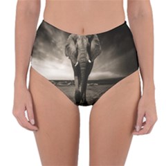 Elephant Black And White Animal Reversible High-waist Bikini Bottoms