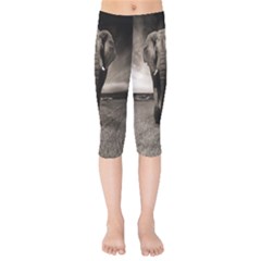 Elephant Black And White Animal Kids  Capri Leggings 