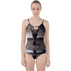 Elephant Black And White Animal Cut Out Top Tankini Set