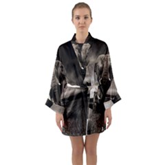 Elephant Black And White Animal Long Sleeve Kimono Robe