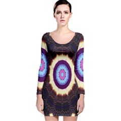 Mandala Art Design Pattern Long Sleeve Velvet Bodycon Dress by Celenk