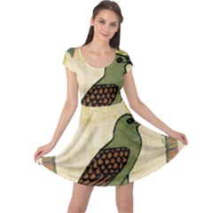 Egyptian Paper Papyrus Bird Cap Sleeve Dress by Celenk