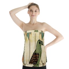 Egyptian Paper Papyrus Bird Strapless Top by Celenk