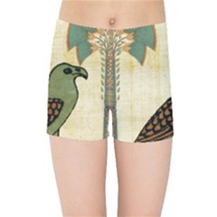 Egyptian Paper Papyrus Bird Kids Sports Shorts