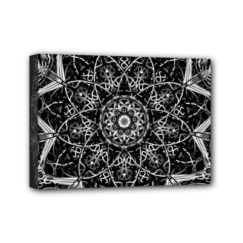 Mandala Psychedelic Neon Mini Canvas 7  X 5  by Celenk