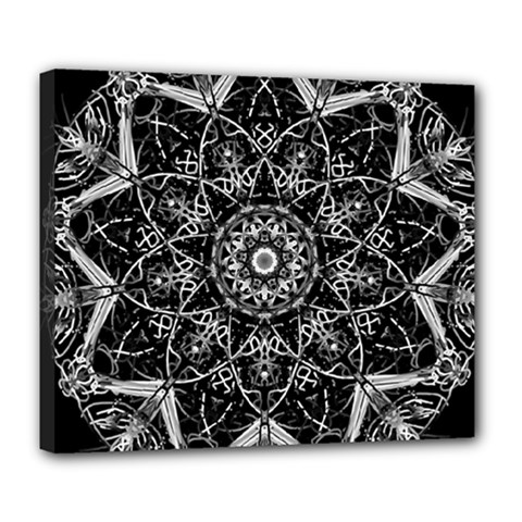 Mandala Psychedelic Neon Deluxe Canvas 24  X 20   by Celenk