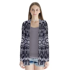 Mandala Psychedelic Neon Drape Collar Cardigan by Celenk