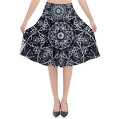 Mandala Psychedelic Neon Flared Midi Skirt