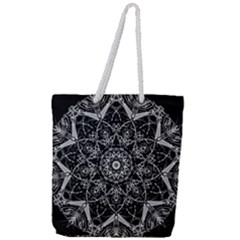 Mandala Psychedelic Neon Full Print Rope Handle Tote (large)