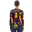 Ethnic Bold Bright Artistic Paper V-Neck Long Sleeve Top View2