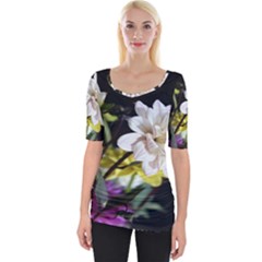 Dahlias Dahlia Dahlia Garden Wide Neckline Tee