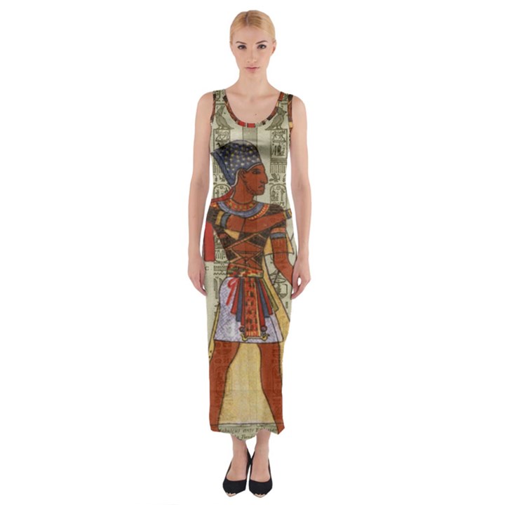 Egyptian Design Man Royal Fitted Maxi Dress