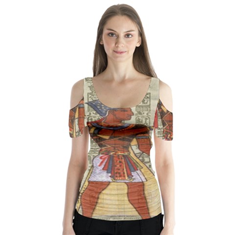 Egyptian Design Man Royal Butterfly Sleeve Cutout Tee  by Celenk