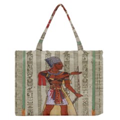 Egyptian Design Man Royal Zipper Medium Tote Bag by Celenk