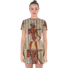 Egyptian Design Man Royal Drop Hem Mini Chiffon Dress