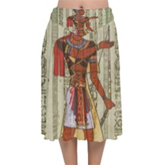 Egyptian Design Man Royal Velvet Flared Midi Skirt