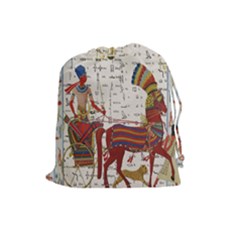 Egyptian Tutunkhamun Pharaoh Design Drawstring Pouches (large)  by Celenk