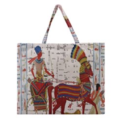 Egyptian Tutunkhamun Pharaoh Design Zipper Large Tote Bag by Celenk