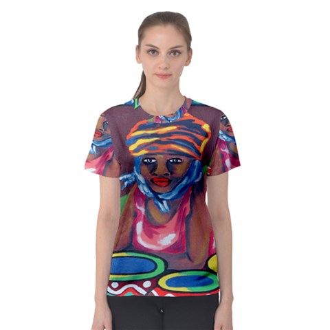 Ethnic Africa Art Work Drawing Women s Sport Mesh Tee by Celenk