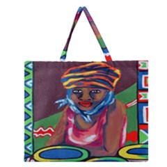 Ethnic Africa Art Work Drawing Zipper Large Tote Bag by Celenk