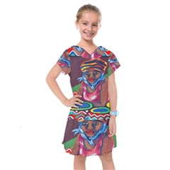 Ethnic Africa Art Work Drawing Kids  Drop Waist Dress