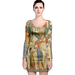 Egyptian Man Sun God Ra Amun Long Sleeve Bodycon Dress