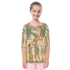 Egyptian Man Sun God Ra Amun Kids  Quarter Sleeve Raglan Tee