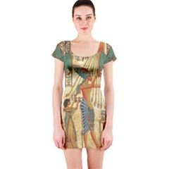 Egyptian Man Sun God Ra Amun Short Sleeve Bodycon Dress