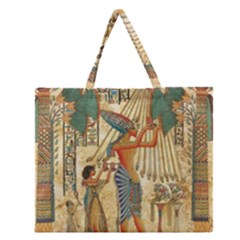 Egyptian Man Sun God Ra Amun Zipper Large Tote Bag by Celenk