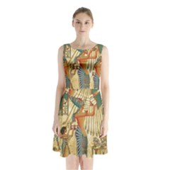 Egyptian Man Sun God Ra Amun Sleeveless Waist Tie Chiffon Dress