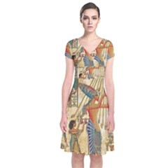 Egyptian Man Sun God Ra Amun Short Sleeve Front Wrap Dress