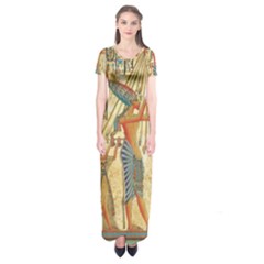 Egyptian Man Sun God Ra Amun Short Sleeve Maxi Dress