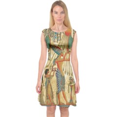 Egyptian Man Sun God Ra Amun Capsleeve Midi Dress