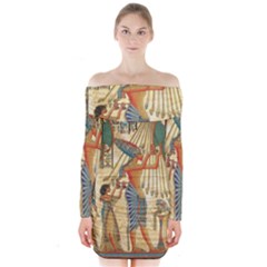 Egyptian Man Sun God Ra Amun Long Sleeve Off Shoulder Dress