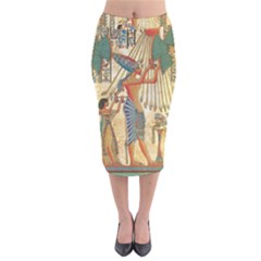 Egyptian Man Sun God Ra Amun Velvet Midi Pencil Skirt