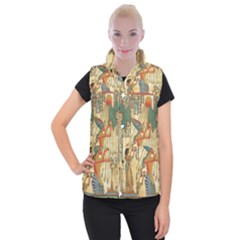 Egyptian Man Sun God Ra Amun Women s Button Up Puffer Vest