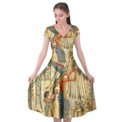 Egyptian Man Sun God Ra Amun Cap Sleeve Wrap Front Dress