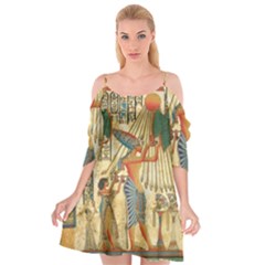 Egyptian Man Sun God Ra Amun Cutout Spaghetti Strap Chiffon Dress