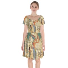 Egyptian Man Sun God Ra Amun Short Sleeve Bardot Dress