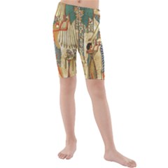 Egyptian Man Sun God Ra Amun Kids  Mid Length Swim Shorts by Celenk