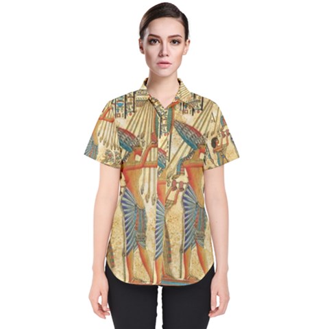 Egyptian Man Sun God Ra Amun Women s Short Sleeve Shirt by Celenk