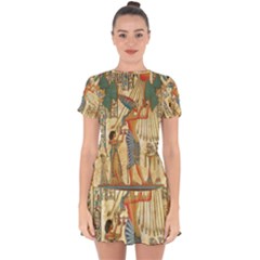 Egyptian Man Sun God Ra Amun Drop Hem Mini Chiffon Dress