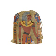 Egyptian Tutunkhamun Pharaoh Design Drawstring Pouches (large)  by Celenk