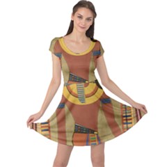 Egyptian Tutunkhamun Pharaoh Design Cap Sleeve Dress by Celenk