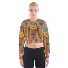 Egyptian Tutunkhamun Pharaoh Design Cropped Sweatshirt by Celenk