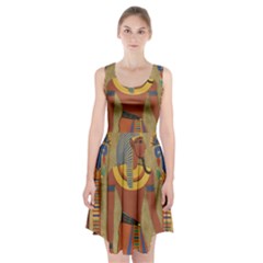 Egyptian Tutunkhamun Pharaoh Design Racerback Midi Dress by Celenk